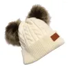 Berets Double Pompom Child Kidse Beanie Hat Beby Mab