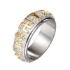 Sanskriet boeddhistische mantraring voor mannen vrouwen roteerbare goud zilveren kleur 316L roestvrij staal boeddhisme sieraden dropband rings204w