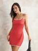 Casual Dresses Women's Summer Mini Cami Dress Red Sleeveless Backless Lace Trim Slim Party