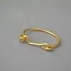 Bangle Londany Bracelet Vintage Brass Минималистская геометрия эллиптическая линия крюк может открыть самку