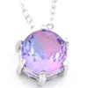 Luckyshine 10 PCS Fashion Elegant Purple Tourmaline Gemstone Round Silver Chain Pendants Colliers pour la fête de mariage de vacances New287y