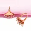 Kolczyki Dangle 585 Purple Gold Ear Blucle Splated 14K Rose Vintage Craloped Crystal Fringe for Women Bankiet Biżuteria Prezent