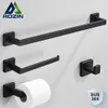 Badkamer hardware -accessoires Zet zwart toilet roestvrijstalen wanddoek handdoek railhouder en haak gouden badrek hanger 231222