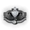 Victoria Wieck Claddagh Joyas de lujo Choucong 10kt de oro negro relleno de oro blanco Cz Gémicas Diamond Gemstones Mujeres Birdal Birdal 196D