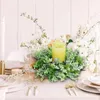 Fleurs décoratives bougies de bougie couronnes table maître pièce maîtresse ronde couronne artificielle eucalyptus pour