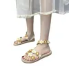 Sandals Summer Strappy Flower For Women Shoes Fashion Slip-on Flat Trendy Open Toe Beach