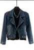 Men's Jackets American Style Retro Jacket Design Zipper Denim Blue Washed Stand Collar 2024 Spring Men Padded Y2K Outwear