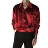 Chemises habillées pour hommes Velvet Velvet Long à manches longues Blouse en vrac Boule de chemise Collier de chemise Collier noir / vin rouge pour les fêtes