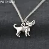Anhänger Halsketten antike silberne Farbe Chihuahua Hund Edelstahlkette Halskette Boho Tier Chocker Mode Accessoires Jewele282h
