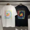 Moda Roupas Mens Designer Tees Camisetas Correto de Alta Qualidade Verão Redondo Pescoço Amires Colorido Caju Flor Carta Clássico Manga Curta Camiseta Homens Mulheres Meio S