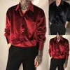 Chemises habillées pour hommes Velvet Velvet Long à manches longues Blouse en vrac Boule de chemise Collier de chemise Collier noir / vin rouge pour les fêtes