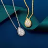 Brand Pure 925 Sterling Silver Jewelry For Women Water Drop Diamond Pendant Gold Necklace Cute Lovely Design Fine Luxury233e