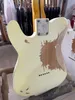 Making old electric guitar, alder body, imported maple fingerboard, lightning packing, cream white