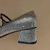 Designers de mode Four Seasons Femmes Vobes chaussures Full Diamond Triangular Budle Decoration Pumps 4,5 cm Chunky talon Top Quality Women Shoe With Box