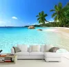 Anpassad selfadhesive vattentät väggmålning Modern 3D Seascape Beach Wall Sticker vardagsrum TV sovrum heminredning frescoes 22780309