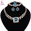 Wedding Party Accessories Crystal Gem Jewelry Sets For Women African Beads Necklace Bracelet Earrings Ring Set Christmas Gift235K