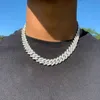 14mm Eced Cuban Link Dinong Kette Halskette 14K Weißgold 2 Reihen Diamant Kubikzirkonia Schmuck 16inch-24-Zoll Kubaner 2021251n