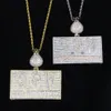Iced Out Bling Letters с Money Bag Sending Ожерелья 2 цвета полные мощеного кубического циркона мужской хип -хоп.