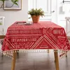 Сторонная ткань круглая скатерть с легкой роскошной и высококачественной ощущением не умываемого масляного водонепроницаемого столового столового коврика Красный год