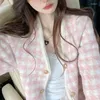 Tricots pour femmes plaid petit parfum en tricot veste femme pulls externes courte 2023 Spring automne mink tricot cardigan tricot