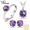 Mystic Topaz Chain Pendant Collier Bonques d'oreilles Ring Set 925 Sterling Silver Gemstones Bijoux Silver 925 Bijoux pour femmes 2009197Z