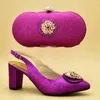 Zapatos de vestir último diseño de mujeres africanas bodas y bolsas decoradas con zapato de imitación de imitación para fiesta con tacones altos