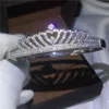 Bracelet de la couronne Vecalon Section pave 5a Zircon CZ Brangle de mariage en or blanc rempli pour femmes bijoux de mère nuptiale 283d