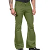 Pantalon masculin Zipper Zipper Vintage Bell Bottom Wide Jam Le jambe Solid Color Slimy Slim Fit Mid-Rise pour la mode