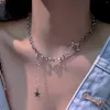 Colliers pendants Bijoux de collier de cou en couches en couches étoiles brillantes pour femmes 2024 Fashion pentagramme Silver Color Chain Zircon Charme