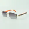 Plain sunglasses 3524012 with orange wooden sticks and 56mm lenses for unisex167P