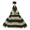 Kläderuppsättningar höst- och vinterbarn mode älva hatt stickad stripe coat ull blandad tröja fast färg shorts set