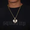 Schmuckfabrik Hip Hop Rapper Geschenk handgefertigt 925 Sterling Silber VVS Moissanit Diamant ECED Out gebrochenen Herz Anhänger