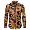 Men's Casual Shirts African Print Shirt Men Batik Wax Cotton Dress Mens Long Sleeve Traditional Africa Clothing