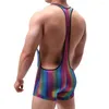 Menina de roupa íntima térmica masculina masculino Sexy Lingerie Bodysuit Rainbow Suspenders Builer Briefs boxer