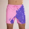 Shorts masculinos meninos verão usam homens de praia sexy seca rápida seca plus size nadar na placa de banho gradiente de cor de cor de renda para cima