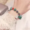 Strand justerbar enkel tofs antik armband etnisk grön kalebass kvinnliga handkedja kvinnor armband pärlarmband jade