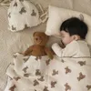 Bear Print Muslin Blanket Summer Breathable Baby Stroller Cover Cotton Gauze Swaddle Wrap Bedding Infant Bath Towel 231222