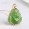 Natural Hotan Jade Jasper Buddha Pendant Gold Inlay Fashion Accessories Ge bedömningscertifikat D463