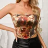 Damestanks sexy vrouw zomer body shaper crop top dames korset tops bijgesneden shirt backless shapewear mouwloze camis printen kant