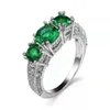Tre stenringimitation Mosang Diamond Emerald Zircon Ring Smycken
