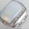 Ogromny biały ogień Opal Silver Crystal Pierścień męski rozmiar 7 8 9 10205x