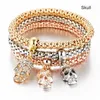 Link -Armbänder 3pcs/Set Crystal Butterfly Armband Barm Schmuck Frauen Männer elastischer Herz Elefant Schädel Kreuz #225721