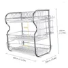 Kitchen Storage Multi-functional 3-Tier Dish Rack Supplies Draining With Chopsticks/Knives/Cutting Board Holder