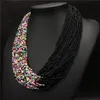 Chokers moda bohemian boho akrylowe koraliki Naszyjnik Kobiety długi wielowarstwowy oświadczenie Strand Warstwa biżuterii Collier Femme1219d