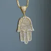 2017 Catena di box bling hip hop di alta qualità 24 donne maschi coppia in argento in argento gallone gallone a sospensione Hamsa a mano con CZ248H