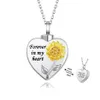 Doreen Box Cremation Cremation Ash Urn Heart Sunflower Penndants Collier Silver Color Metal Femmes Les hommes peuvent ouvrir des cadeaux de bijoux 1PC252L