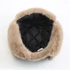 Bérets Hiver Faux Fur Bomber Windprooter Hat For Women Men Men Outdoor Épaissinet Warm Oreau pilotes Pilote Russe Ski Chapeaux de ski