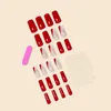 False unghie indossabili manicure francese finta impermeabile a testa quadrata piena copertura per unghie per unghie di anno di donne rosse