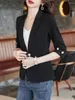 Giacca per abiti da donna 2024 Blazer leggero sottile a manica da sette minuti Summer Women Abbigliamento Solido Office Lady