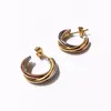 Classic style Punk Women three lines connect hook earring Stainless Steel Ear Hoop Earrings Gauges NEW mix mix colors Jewelry PS56290L